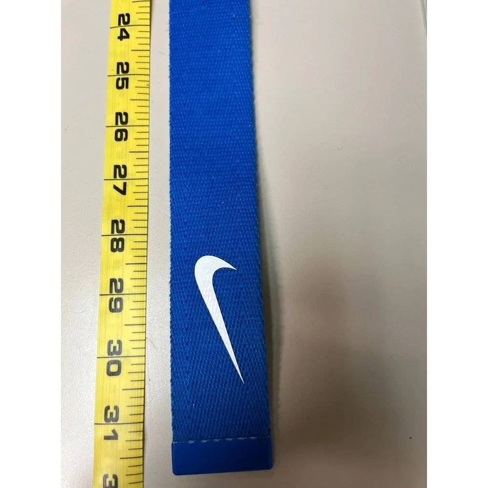 Nike Mens Webbed Golf Belt Royal Blue Canvas Swoosh Logo Bottle Opener Buckle